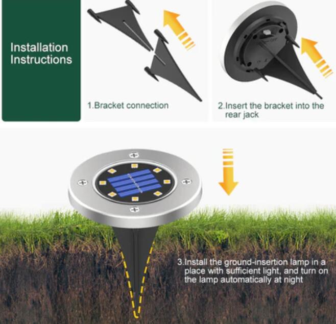 (image for) 6 pack Solar Garden Light Outdoor 8 LED In-Ground Landscape Lighting for Lawn Patio Pathway Yard
